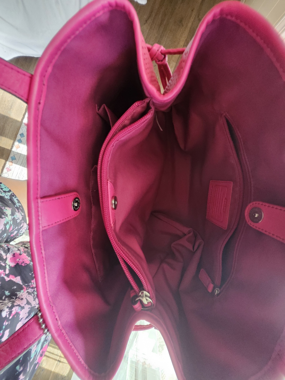 Coach Raspberry Perforated Leather Tote - Picture 5 of 7